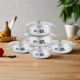 10 Pieces Export Quality Aluminum Metal Finish Caldero Cooking Pot Set | Heavy Duty Cookware