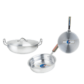 Metal Round Wok, Pan & Griddle Set