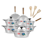 15 Pieces Aluminum Saffron Gift Pack Set – Glass Top | Durable Metal Finish Cookware