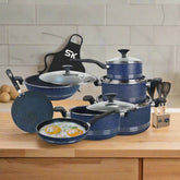 17-Piece Non-Stick Marble Coated Superior Cookware Gift Set – Blue | Premium Cooking Set