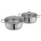 Sonex Heavy Base Stainless Steel Fish Pot Set – 2 Pots with Glass Lids (30cm + 32cm)