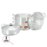 3 Layers Grace Casserole Steamer Set - 30 cm | Multi-Purpose Stainless Steel Steamer
