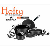 Hefty gift pack-Sonex Glass Lid Nonstick 14 PCS