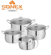 Elegant Steel Sonex Belly Pot Casserole Set - 4-Piece Set - Stylish and Functional Cookware