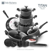 Titan Gift Pack with Glass Lid – Sonex Non-Stick Cookware Set (18 Pieces) – Daily Kitchens