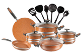 16-Piece Marble Coated Copper Cookware Gift Set – Copper | Non-Stick Cookware