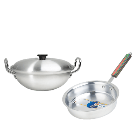 Metal Finish Round Wok 30CM and Frying Pan 24CM