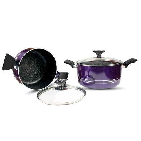 17-Piece Non-Stick Marble Coated Elite Cookware Gift Pack – Purple | Premium Kitchen Set
