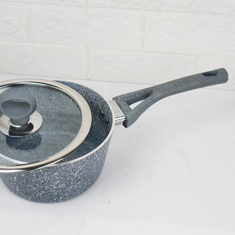 18cm Non Stick Marble Coated Signature Sauce Pan – Grey | Premium Cooking Pot