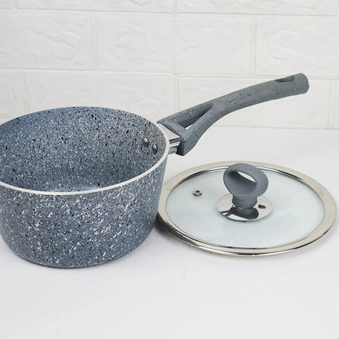 18cm Non Stick Marble Coated Signature Sauce Pan – Grey | Premium Cooking Pot