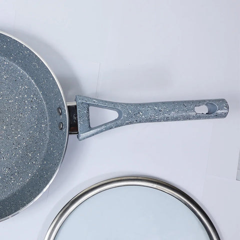24cm Non Stick Marble Coated Signature Frypan with Glass Lid – Grey | Premium Frying Pan