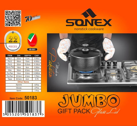 Sonex 22 pcs Jumbo Non-Stick Cookware Gift Pack