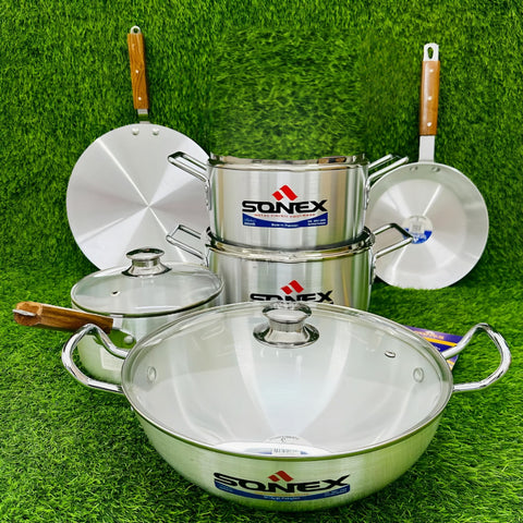 Sonex Royal Metal Finish Cookware Set (12 Pcs) with Glass Lids