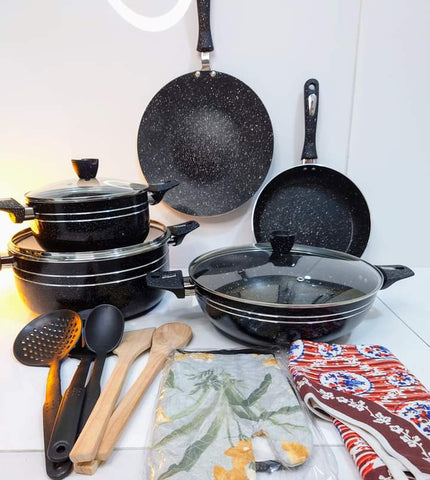 Kitchen Cuisine Double Marble Coated Junior 18-Piece Set – Premium Nonstick Cookware Collection for Modern Kitchens