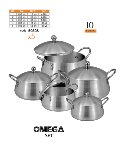 Sonex Omega Set 1-5 (Belly New Item) Metal Finish Cookware Full Set: A Stylish and Functional Kitchen Companion