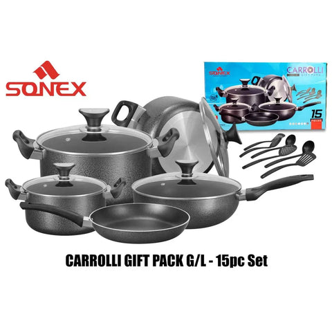 Carrolli Max Glass Lid Gift Pack – Sonex Non-Stick Cookware Set (16 Pieces)