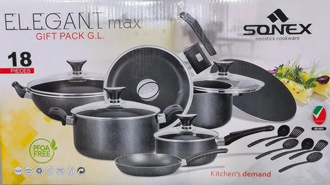 CLASSIC GIFT PACK - SONEX (WITH GLASS LID) NONSTICK 18 PCS