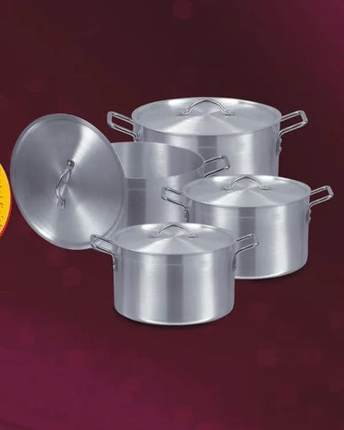 Sonex Commercial Set Pot Set Metal Finish | Sizes: 1-4 (Also may be referred to as Sonex Handi Set or Sonex Aluminum Handi Set)
