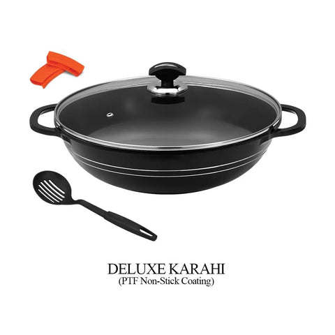 Deluxe Cooking Karahi with PTFE Non-Stick Coating – 28cm & 32cm