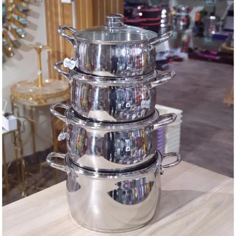 Elegant Steel Sonex Belly Pot Casserole Set - 4-Piece Set - Stylish and Functional Cookware