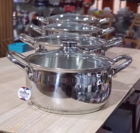 Elegant Steel Sonex Belly Pot Casserole Set - 4-Piece Set - Stylish and Functional Cookware