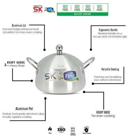 Heavy Gauged Metal Finish Casserole Belly Gift Set | Premium Cookware Set