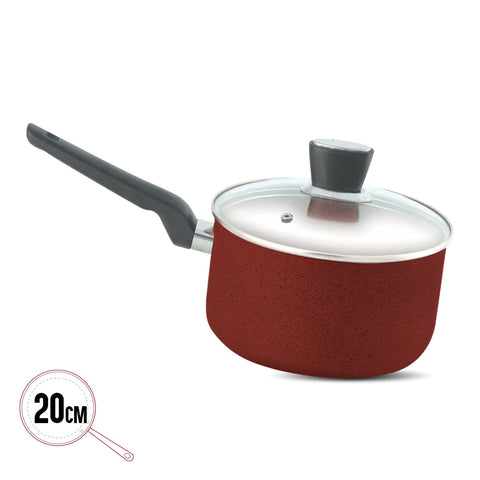 Maroon Marble Coated Sauce Pan – Premium Non-Stick Milk & Sauce Cooking Pot