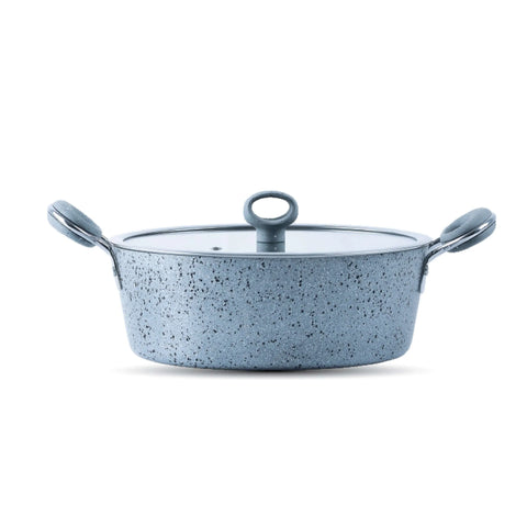 Non Stick Marble Coated Signature Wok (Karahi) – Grey | Premium Deep Frying & Cooking Wok