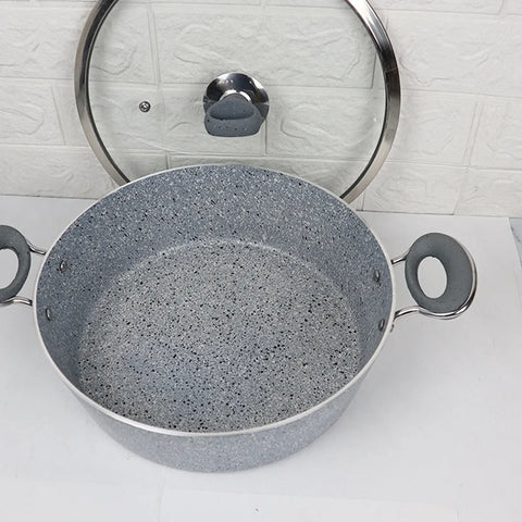 Non Stick Marble Coated Signature Wok (Karahi) – Grey | Premium Deep Frying & Cooking Wok