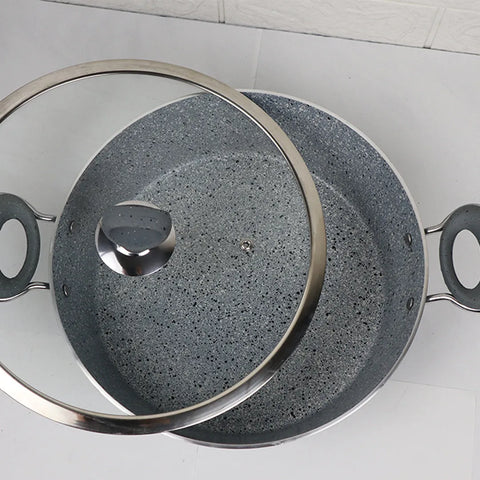 Non Stick Marble Coated Signature Wok (Karahi) – Grey | Premium Deep Frying & Cooking Wok