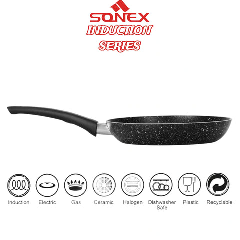 INDUCTION FRY PAN SONEX NONSTICK MARBLE COATED  26CM