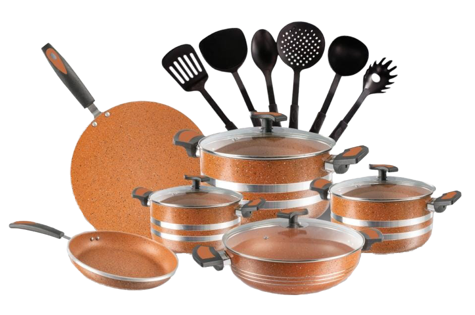 16-Piece Marble Coated Copper Cookware Gift Set – Copper | Non-Stick Cookware