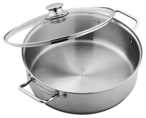 Sonex Heavy Base Stainless Steel Fish Pot Set – 2 Pots with Glass Lids (30cm + 32cm)