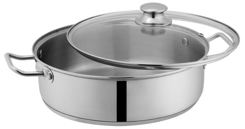 Sonex Heavy Base Stainless Steel Fish Pot Set – 2 Pots with Glass Lids (30cm + 32cm)