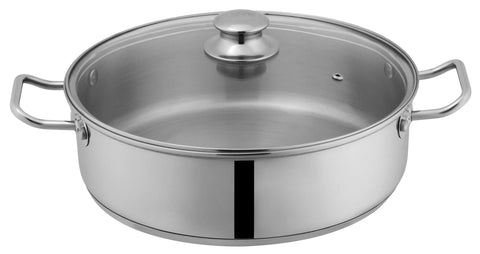 Sonex Heavy Base Stainless Steel Fish Pot Set – 2 Pots with Glass Lids (30cm + 32cm)