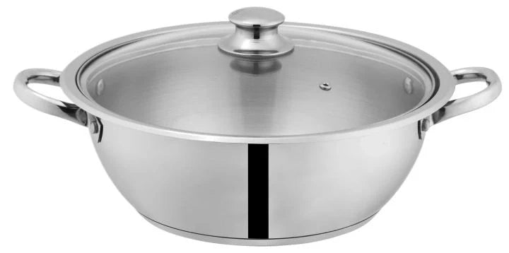 Mega Steel Sonex Wok with Heavy Base - Stir-Fry Perfection with Even Heat Distribution (22 cm to 32 cm)