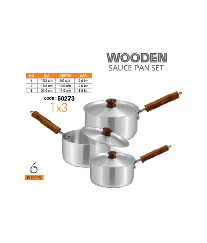 Sonex Sauce Pot Set with Wood Handle (4-Piece Set): A Blend of Style and Functionality