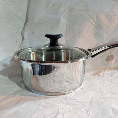 Mega Steel Sonex Heavy Weight Stainless Steel Saucepan with Glass Lid - 16/18/20cm