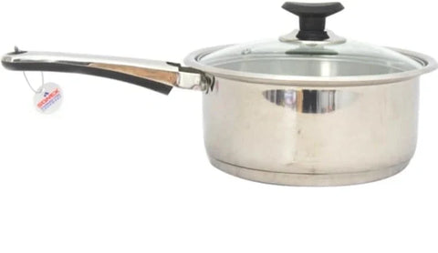 Mega Steel Sonex Heavy Weight Stainless Steel Saucepan with Glass Lid - 16/18/20cm