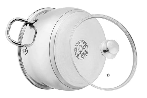 Sonex Elegant Gift Pack – 12-Piece Premium Stainless Steel Cookware Set with Glass Lids