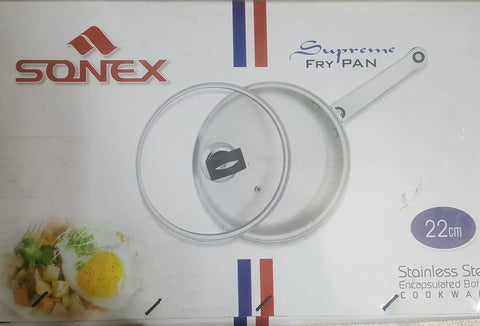 Supreme Steel Sonex Fry Pan with Heavy Base - Superior Heat Distribution for Perfect Cooking (20/22/24cm)